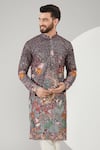 Kasbah_Wine Georgette Embroidered Floral Sequins And Kurta Set _Online_at_Aza_Fashions