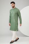 Buy_Kasbah_Green Georgette Embroidered Mirror And Sequins Kurta Set _at_Aza_Fashions