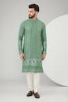 Buy_Kasbah_Green Georgette Embroidered Chikankari And Sequins Kurta Set _at_Aza_Fashions