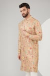 Kasbah_Beige Georgette, Cotton Zari Embroidered Kurta Set _Online_at_Aza_Fashions
