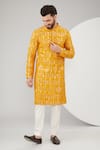 Buy_Kasbah_Yellow Silk Embroidered Mirror And Thread Kurta _at_Aza_Fashions