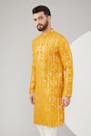 Kasbah_Yellow Silk Embroidered Mirror And Thread Kurta _Online_at_Aza_Fashions