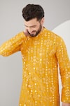 Buy_Kasbah_Yellow Silk Embroidered Mirror And Thread Kurta _Online_at_Aza_Fashions