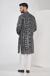 Shop_Kasbah_Black Georgette, Cotton Mirrors, Foil Printing, Embroidery Straight Kurta Set _at_Aza_Fashions