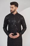 Kasbah_Black Georgette Embroidery Chikankari Work Kurta Set _Online_at_Aza_Fashions