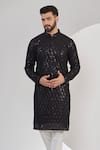 Buy_Kasbah_Black Georgette Embroidery Chikankari Work Kurta Set _Online_at_Aza_Fashions