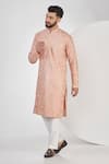 Buy_Kasbah_Pink Silk Embroidery Chikankari Kurta Set _at_Aza_Fashions