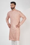 Buy_Kasbah_Pink Silk Embroidery Chikankari Kurta Set _Online_at_Aza_Fashions