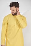 Kasbah_Yellow Silk Embroidery Chikankari Work Kurta Set _Online_at_Aza_Fashions