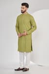 Buy_Kasbah_Green Silk Embroidery Chikankari Sequin Motif Kurta Set _at_Aza_Fashions