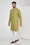 Buy_Kasbah_Green Silk Embroidery Chikankari Diamond Work Kurta Set _at_Aza_Fashions