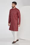 Buy_Kasbah_Maroon Silk Embroidery Sequin Chikankari And Work Kurta Set _at_Aza_Fashions