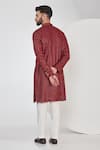 Shop_Kasbah_Maroon Silk Embroidery Sequin Chikankari And Work Kurta Set _at_Aza_Fashions