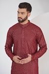 Kasbah_Maroon Silk Embroidery Sequin Chikankari And Work Kurta Set _Online_at_Aza_Fashions