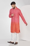 Buy_Kasbah_Pink Georgette Embroidery Mirror Ombre Effect Work Kurta_at_Aza_Fashions