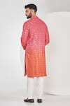 Shop_Kasbah_Pink Georgette Embroidery Mirror Ombre Effect Work Kurta_at_Aza_Fashions