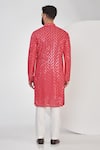 Shop_Kasbah_Pink Georgette, Cotton Embroidery Mirror And Thread Work Kurta Set _at_Aza_Fashions