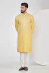 Buy_Kasbah_Yellow Georgette Embroidery Chikankari Ombre Kurta Set _at_Aza_Fashions