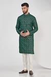 Buy_Kasbah_Green Georgette Embroidered Thread Chikankari Kurta Set _at_Aza_Fashions