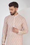 Kasbah_Pink Georgette Embroidered Sequin Floral Thread Kurta_Online_at_Aza_Fashions