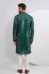 Shop_Kasbah_Green Georgette Embroidered Thread Mirrorwork Embellished Kurta _at_Aza_Fashions