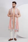 Buy_Kasbah_Pink Georgette Embroidered Thread Mirrorwork Embellished Kurta With Dupatta_at_Aza_Fashions