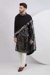 Buy_Kasbah_Black Georgette Embroidered Thread Foliage Kurta With Dupatta _at_Aza_Fashions