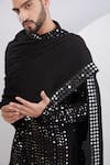 Kasbah_Black Georgette Embroidered Thread Foliage Kurta With Dupatta _Online_at_Aza_Fashions