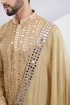 Kasbah_Beige Georgette Embroidered Thread Mirrorwork Kurta Set_Online_at_Aza_Fashions
