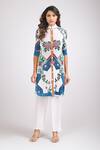 Buy_Crimp_White 100% Polyester Printed Floral Mandarin Nile Textured Tunic With Pant _at_Aza_Fashions