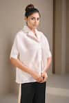 Buy_Crimp_White 100% Polyester Textured Shirt Collar Mynx _at_Aza_Fashions