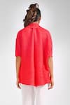 Shop_Crimp_Red Polyester Collared Mynx Plain Textured Shirt _at_Aza_Fashions