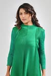 Buy_Crimp_Emerald Green Polyester Collared Savanah Textured Tunic With Pant _Online_at_Aza_Fashions