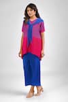 Shop_Crimp_Pink 100% Polyester Textured Stripe V-neck Elite Pattern Top With Pant _at_Aza_Fashions