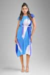 Buy_Crimp_Blue 100% Polyester Textured Abstract Gradient Round Lira Print Dress _at_Aza_Fashions