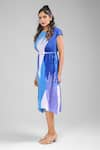 Crimp_Blue 100% Polyester Textured Abstract Gradient Round Lira Print Dress _Online_at_Aza_Fashions