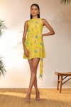 Buy_Masaba_Yellow Crepe Silk Printed Jam And Toast Round & Mini Wrap Dress_at_Aza_Fashions
