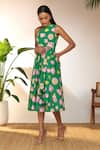 Buy_Masaba_Green 100% Cotton Printed Special Cutting One Shoulder Dress _Online_at_Aza_Fashions