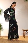 Buy_Masaba_Black Crepe Silk Printed Tropicool One Shoulder Dress_Online_at_Aza_Fashions