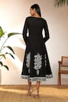 Shop_Masaba_Black Cotton Linen Embroidered Pomegranate Square Paneled Dress_at_Aza_Fashions