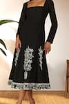 Masaba_Black Cotton Linen Embroidered Pomegranate Square Paneled Dress_at_Aza_Fashions