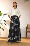 Buy_Masaba_Black 100% Cotton Printed Tropicool Greyscale Maxi Skirt_at_Aza_Fashions
