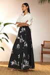 Buy_Masaba_Black 100% Cotton Printed Tropicool Greyscale Maxi Skirt_Online_at_Aza_Fashions