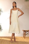 Buy_Masaba_Ivory Cotton Flex Embroidered Pomegranate Scoop Backless Dress_at_Aza_Fashions
