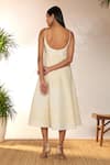 Shop_Masaba_Ivory Cotton Flex Embroidered Pomegranate Scoop Backless Dress_at_Aza_Fashions