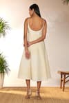 Shop_Masaba_Ivory Cotton Flex Embroidered Pomegranate Scoop Backless Dress _at_Aza_Fashions