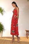 Masaba_Red Crepe Silk Printed Tropicool Scoop Backless Dress_Online_at_Aza_Fashions