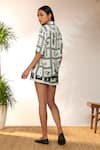 Shop_Masaba_Black Crepe Silk Printed Checkmate Shorts _at_Aza_Fashions