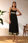 Buy_Masaba_Black Crepe Silk Foil Print Geometric Scoop Border Backless Dress_at_Aza_Fashions