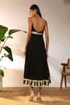 Shop_Masaba_Black Crepe Silk Foil Print Geometric Scoop Border Backless Dress_at_Aza_Fashions